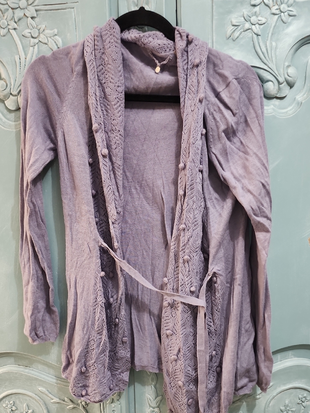 Anthropologie Knitted & Knotted Lavender Knit Cardigan